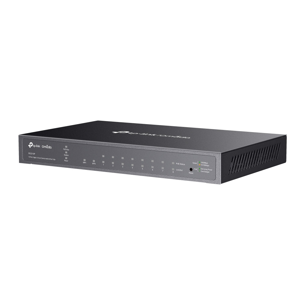 TP-Link SG2210P 10-Port Gigabit Desktop Switch with 8-Port PoE+, 2 x Gigabit SFP Uplink Uplink Ports | 58W PoE Budget TP-Link SG2210P 10-Port Gigabit Desktop Switch with 8-Port PoE+, 2 x Gigabit SFP Uplink Uplink Ports | 58W PoE Budget